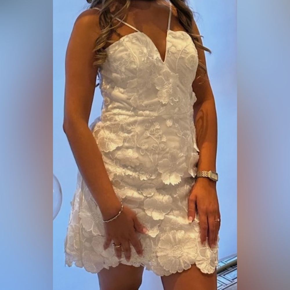 Aqua Formal White Floral Dress